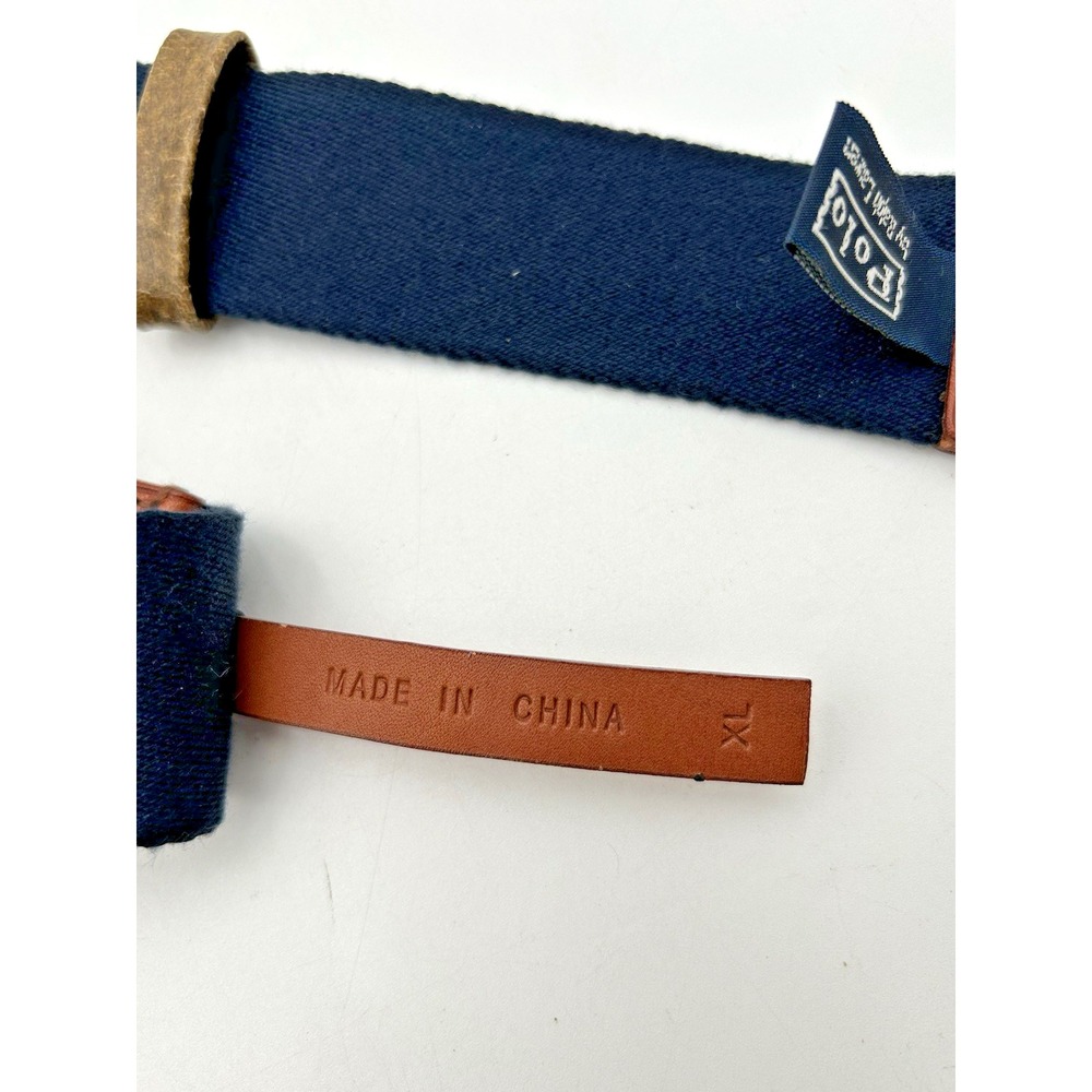 Polo Ralph Lauren Blue Canvas & Leather Belt Mens Size XL Preppy - Picture 4 of 5